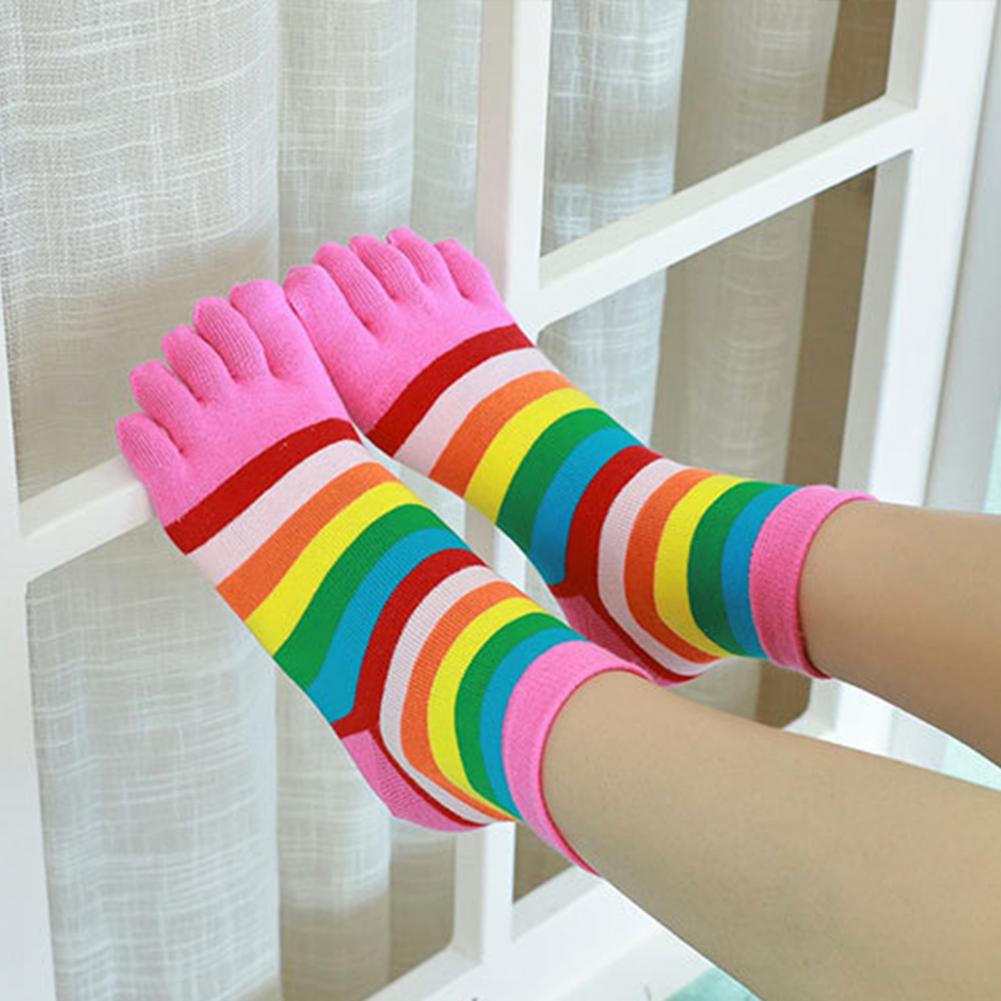 Yoga Fitness Toes Arch - Meias de fitness femininas com listras