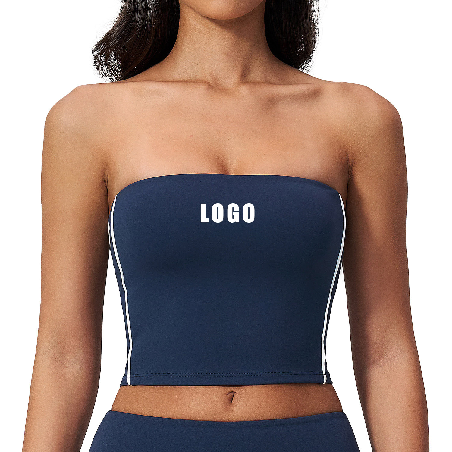 Yoga Fitness Logo Design - Top esportivo sem alças com LOGO